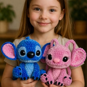 Patrón de crochet Stitch & Angel Amigurumi en PDF – Dúo de peluches / Patrón intermedio / Descarga digital (inglés, alemán, español y francés)