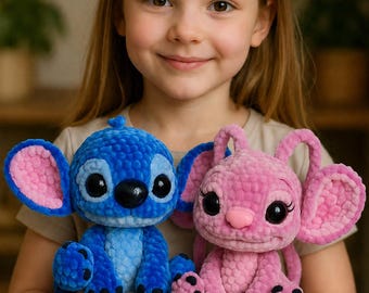 Stitch & Angel Amigurumi Crochet Pattern PDF – Plush Toy Duo | Intermediate Pattern | Digital Download, English, German, Spanish, and French