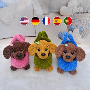 Tax i en påse Hundvirkmönster, Gosedjursvirkmönster, Amigurumi-virkmönster, Hund Amigurumi-virkmönster