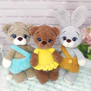 3 in 1 Cat bunny and bear crochet pattern and overall, Cat Crochet pattern,  Bear Crochet pattern, Bunny Crochet pattern, DIY