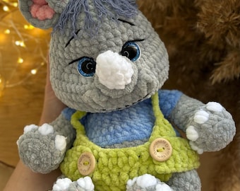 Amigurumi Rhino Crochet Pattern, Plush Toy, Nick the Rhino (PDF)