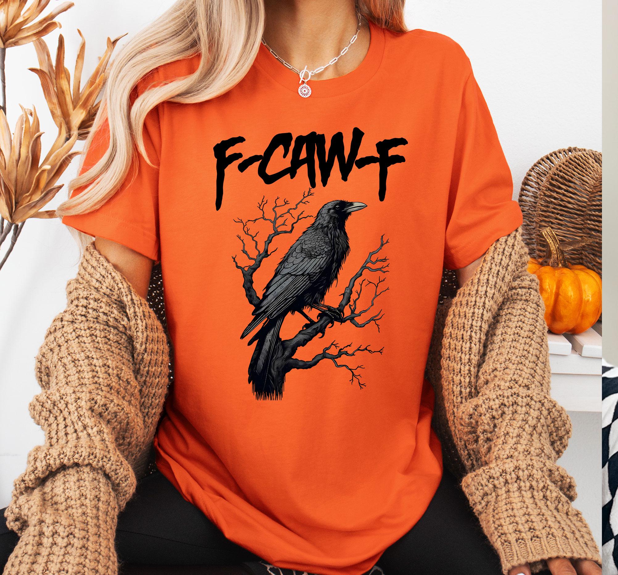 T-Shirt F-CAW-F Raven, Divertente Camicia Corvo Gotico, Sarcastic Bird - Foto 8