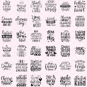 Pacote de citações motivacionais Svg inclui PNG JPG PDF perfeito para designs de camisetas, ideias de presentes de arte de parede e impressão sob demanda