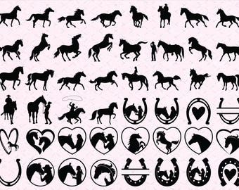 Horse Silhouette SVG: Horseshoe, Heart, and Head Cut Files (Digital Download)