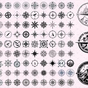 Ensemble de boussoles| Boussole SVG| Boussole nautique| Clipart boussole | Silhouette boussole|boussole vintage|boussole aventure|boussole tatouage