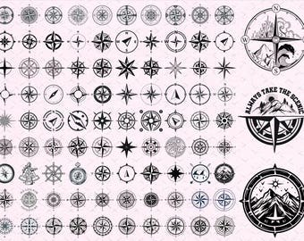 Collection de boussoles : nautiques, SVG, clipart, silhouette (téléchargement numérique)