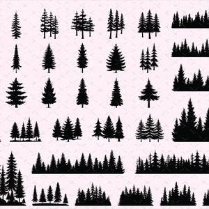 Pacchetto SVG di foresta di montagna/ Albero della foresta in formato SVG/ Foresta in formato SVG/ Palma in formato SVG/ Linea degli alberi in formato SVG/ Paesaggio in formato SVG/ Silhouette di albero/ Download istantaneo