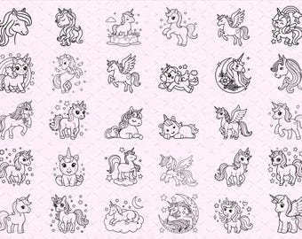 Unicornio niña Svg Png/Archivo Svg de unicornio para Cricut y Silhouette/Archivo de corte de imágenes prediseñadas de unicornio/Unicornio lindo/Cumpleaños de unicornio/Descarga instantánea
