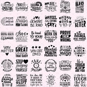 Santé mentale SVG Bundle, source d'inspiration svg, SVG positif, motivation SVG, espoir Svg, sensibilisation à la santé mentale, couper des fichiers pour Cricut