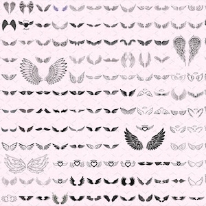 Angel Wings SVG Bundle, Angel Wings Clip Art, Wings Cut File For Silhouette, Wings PNG, Wings Shape, Wings Outline, Svg Files For Cricut