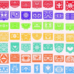 Papel Picado SVG Bundle: Mexican Fiesta Banner Clipart (Digital Download)