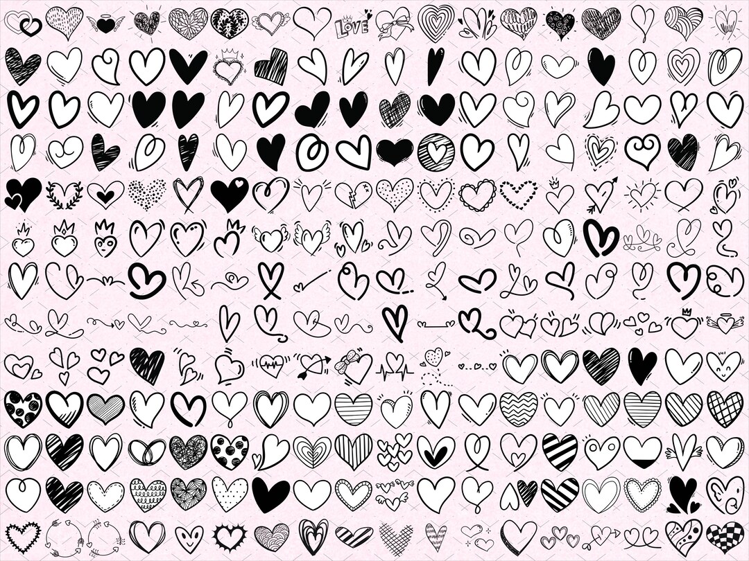 Heart SVG Bundle: Doodle & Hand Drawn Clipart (digital Download) - Etsy