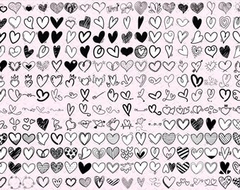 Heart SVG Bundle: Doodle & Hand Drawn Clipart (Digital Download)