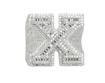 Round And Baguette Letter X Ring