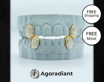 Diamond Fangz Grillz | Custom VVS Moissanite Fang With Backbar | Dental Grillz | Full Ice Jewelry | Gift for rappers | Hiphop bling