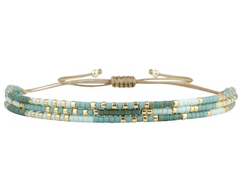 Miyuki Seed Bead Bracelet, Multi Strand Bangle, Adjustable