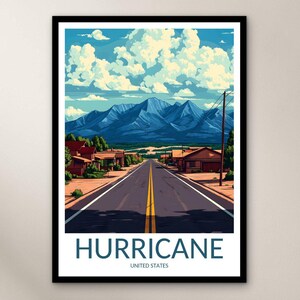 Hurricane Travel Poster Wall Art Print, United States Poster Home Decor Gift, North America Illustration Wall Art