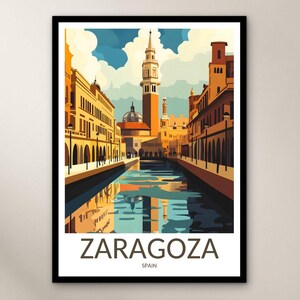 Affiche de voyage de Saragosse, impression d'art mural, cadeau déco maison, affiche d'Espagne, art mural Europe
