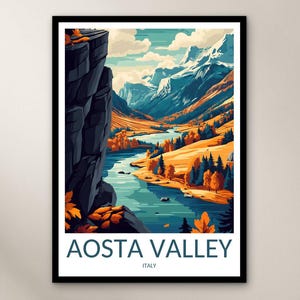 Aosta-Tal Reiseplakat Wand Kunst Druck, Italien Poster Wohnkultur Geschenk, Europa Wandkunst