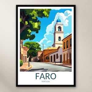 Faro Travel Poster Wall Art Print, Portugal Poster Home Decor Gift, Europe Wall Art