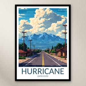 Hurricane Travel Poster Wall Art Print, United States Poster Home Decor Gift, North America Illustration Wall Art