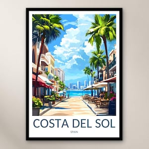 Costa Del Sol Travel Poster Wall Art Print, Spain Poster Home Decor Gift, Europe Wall Art