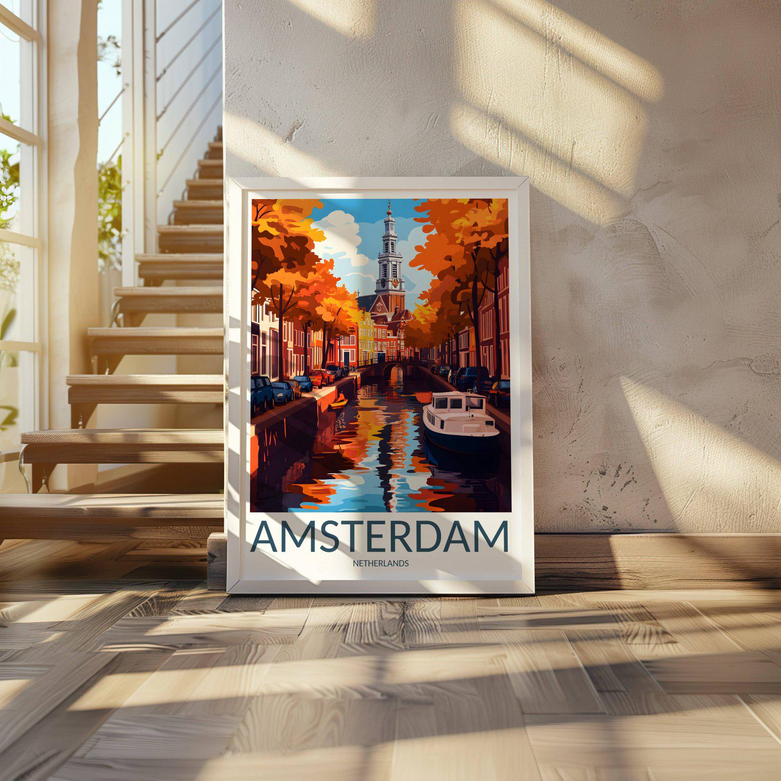 Amsterdam Travel Poster Wall Art Print, Netherlands Poster Home Decor ...