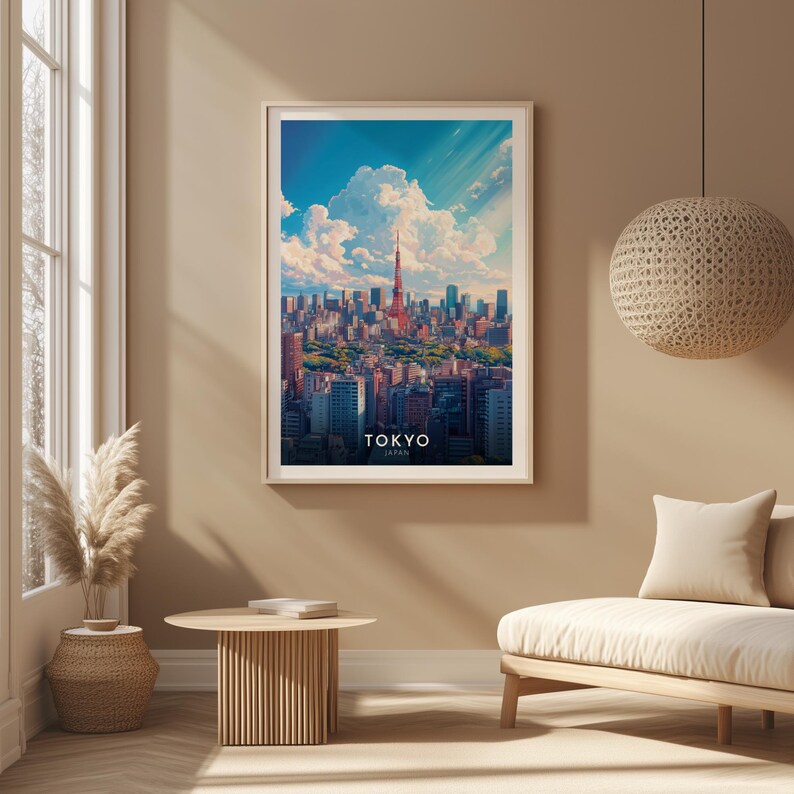 Tokyo, Japan, City Wall Art, Travel Poster, Tokyo Tower, Japanese style, Tokyo Decorative Art, Tokyo Wall Decor, Tokyo Wall Art, Japan Wall Art