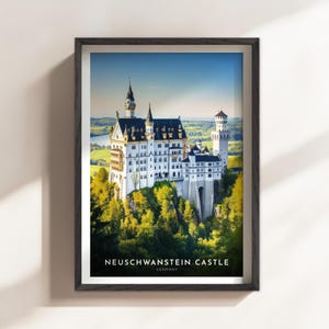Neuschwanstein Castle City Wall Art Print, Germany Travel Poster, Europe Travel Art, Germany Wall Art (GR-N01)