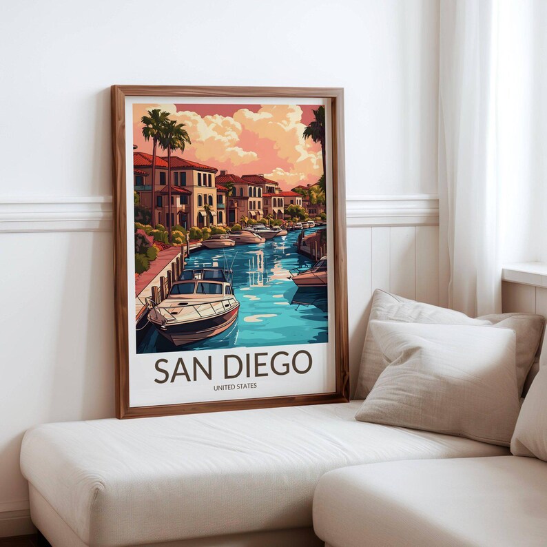 San Diego Travel Poster Wall Art Print, United States Poster Home Decor ...