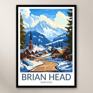 Brian Head Viagem Poster Wall Art Print, Estados Unidos Poster Home Decor Presente, América do Norte Ilustração Wall Art