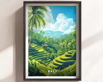 Bali Rice Terraces Wall Art Print, Travel Poster, City Wall Art, Indonesia Wall Art (ID-B01)