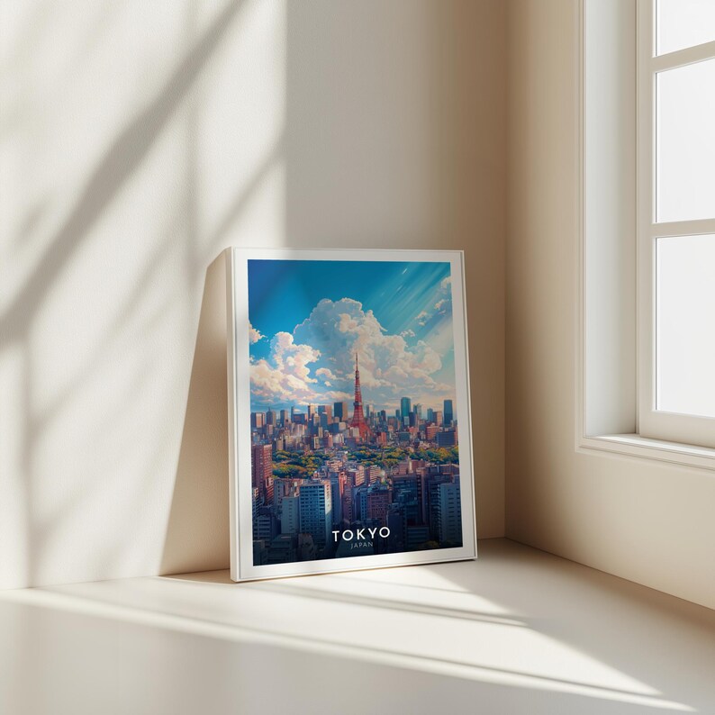 Tokyo, Japan, City Wall Art, Travel Poster, Tokyo Tower, Japanese style, Tokyo Decorative Art, Tokyo Wall Decor, Tokyo Wall Art, Japan Wall Art