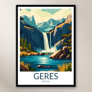 Geres National Park Travel Poster Wall Art Print, Portugal Poster Home Decor Gift, Europe Wall Art