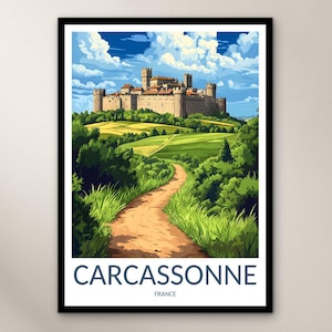 Carcassonne Travel Poster Wall Art Print, France Poster Home Decor Gift, Europe Wall Art