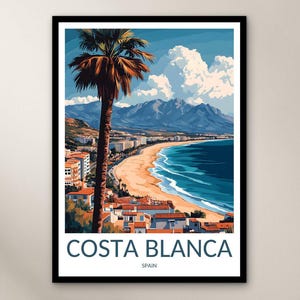 Costa Blanca Travel Poster Wall Art Print, Spain Poster Home Decor Gift, Europe Wall Art