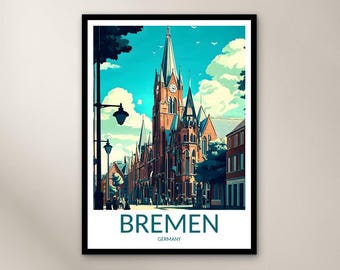 Bremen Travel Poster Wall Art Print, Germany Poster Home Decor Gift, Europe Wall Art