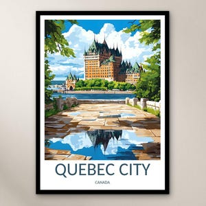 Quebec City Travel Poster Wall Art Print, Canada Poster Home Decor Gift, North America Illustration Wall Art