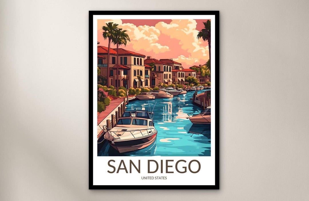 San Diego Travel Poster Wall Art Print, United States Poster Home Decor ...