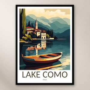 Lake Como Travel Poster Wall Art Print, Italy Poster Home Decor Gift, Europe Wall Art