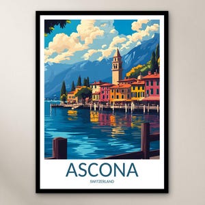 Ascona Reise Poster Wand Kunst Druck, Schweiz Poster Home Decor Geschenk, Europa Wand Kunst