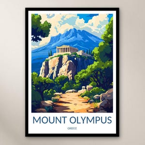 Mount Olympus Travel Poster Wall Art Print, Greece Poster Home Decor Gift, Europe Wall Art