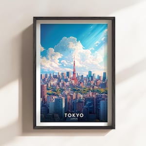 Tokyo Japan City Wall Art Watercolor Painting Digital