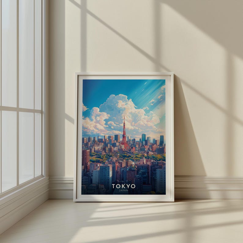 Tokyo, Japan, City Wall Art, Travel Poster, Tokyo Tower, Japanese style, Tokyo Decorative Art, Tokyo Wall Decor, Tokyo Wall Art, Japan Wall Art