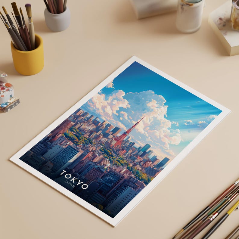 Tokyo, Japan, City Wall Art, Travel Poster, Tokyo Tower, Japanese style, Tokyo Decorative Art, Tokyo Wall Decor, Tokyo Wall Art, Japan Wall Art