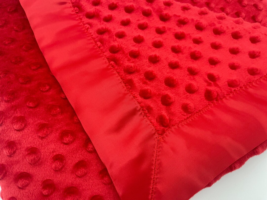 Personalized Red Satin Trimmed Minky Baby Blanket, Satin Trimmed Baby
