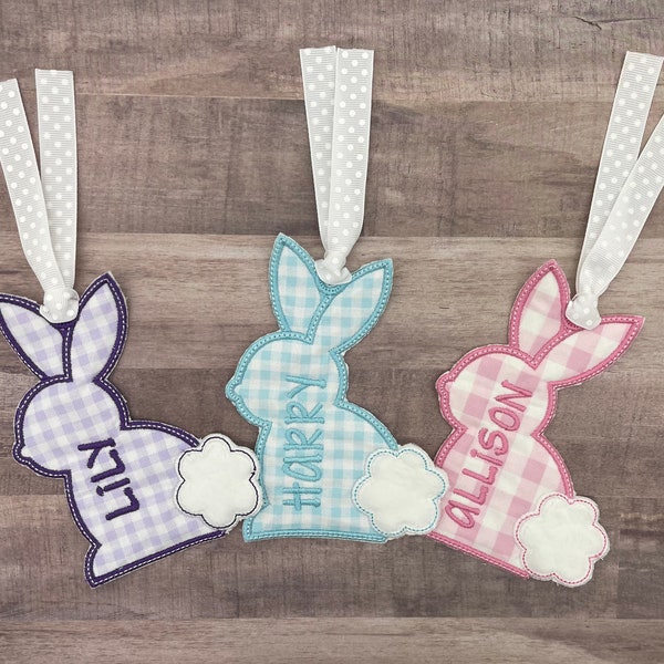 Personalized Easter Bunny Basket Tag, Monogrammed Easter Basket Tag, Easter Bunny Name Tag, Easter Basket with Name, Embroidered Bunny
