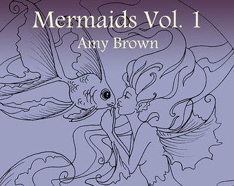 Digital Download Coloring Book Mermaids Vol 1 by Amy Brown