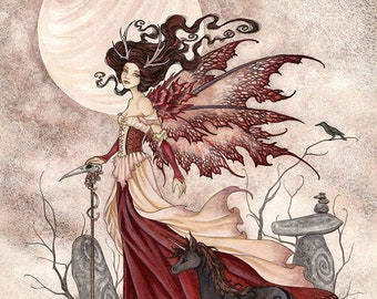 SIGNED 8x10 PRINT The Red Queen fairy art by Amy Brown