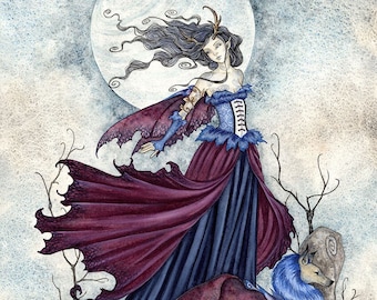 SIGNED 8x10 PRINT The Moon Is Calling fairy art by Amy Brown